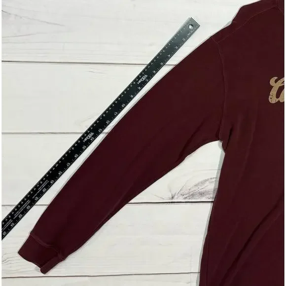 Carhartt Thermal Waffle Knit Spellout Shirt L Red Sweatshirt Heavy Relaxed Men - Picture 5 of 6